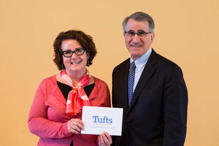 Nonprofits from the communities of Medford, Somerville, Grafton, Chinatown and Mission Hill attend the Tufts Neighborhood Service Fund Reception on April 23, 2018. 