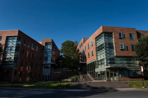 Two buildings of a residence hall at Tufts. Taking advantage of historically low interest rates, Tufts borrows to fund construction of undergraduate on-campus residence hall and other projects